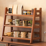 Maxbell Syrup Bottle Display Stand Kitchen Counter Shelf for Tabletop Vanity Kitchen Brown