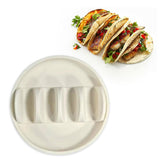 Maxbell Taco Holder Plates for Soft and Hard Tacos for Kitchen Family Dinner Parties white