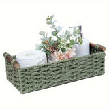 Maxbell Braided Paper Cord Storage Basket Bin Multipurpose Green Cosmetics Organizer