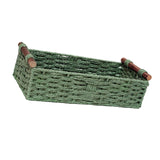 Maxbell Braided Paper Cord Storage Basket Bin Multipurpose Green Cosmetics Organizer