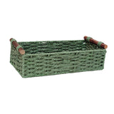 Maxbell Braided Paper Cord Storage Basket Bin Multipurpose Green Cosmetics Organizer