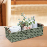 Maxbell Braided Paper Cord Storage Basket Bin Multipurpose Green Cosmetics Organizer