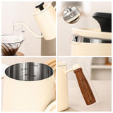 Maxbell 600ml Slim Gooseneck Coffee Kettle Tea Pot Comfortable Grip Hand Drip Kettle White