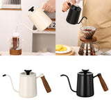 Maxbell 600ml Slim Gooseneck Coffee Kettle Tea Pot Comfortable Grip Hand Drip Kettle White