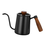 Maxbell 600ml Gooseneck Coffee Kettle Tea Pot for Camping Compact Size Wooden Handle Black