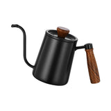 Maxbell 600ml Gooseneck Coffee Kettle Tea Pot for Camping Compact Size Wooden Handle Black