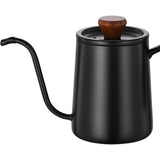Maxbell 600ml Gooseneck Coffee Kettle Tea Pot for Camping Compact Size Wooden Handle Black
