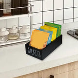 Maxbell Seasoning Packet Organizer Spice Packet Storage Box for Restaurant Farmhouse Black