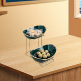 Maxbell Ceramic Fruit Bowl for Kitchen Counter Nordic Snack Dish Appetizer Platter 2 Layer