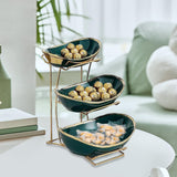 Maxbell Ceramic Fruit Bowl for Kitchen Counter Nordic Snack Dish Appetizer Platter 3 Layer