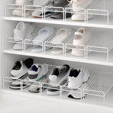 Maxbell Shoe Slots Organizer Versatile Portable Holder Shelf for Dorm Apartment Hall White and Long