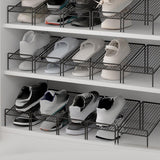 Maxbell Shoe Slots Organizer Versatile Portable Holder Shelf for Dorm Apartment Hall Black and Long