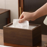 Maxbell Wood Tissue Box Convenient Stylish Napkin Dispenser for Home Tabletop Office with Grid
