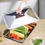 Maxbell Rectangle Stainless Steel Pot Cover Kitchen Tool Anti Scald Frying Pan Cover 40cmx30cm