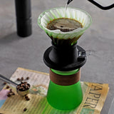 Maxbell Pour over Coffee Maker Set Glass Coffee Filter Cup for Hotel Home 1-3 People Green