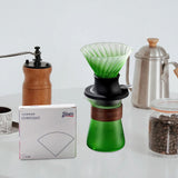 Maxbell Pour over Coffee Maker Set Glass Coffee Filter Cup for Hotel Home 1-3 People Green