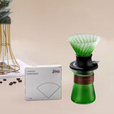 Maxbell Pour over Coffee Maker Set Glass Coffee Filter Cup for Hotel Home 1-3 People Green