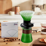 Maxbell Pour over Coffee Maker Set Glass Coffee Filter Cup for Hotel Home 1-3 People Green
