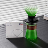 Maxbell Pour over Coffee Maker Set Glass Coffee Filter Cup for Hotel Home 1-3 People Green
