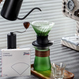Maxbell Pour over Coffee Maker Set Glass Coffee Filter Cup for Hotel Home 1-3 People Green