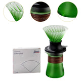 Maxbell Pour over Coffee Maker Set Glass Coffee Filter Cup for Hotel Home 1-3 People Green