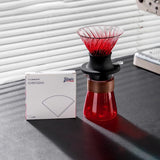 Maxbell Pour over Coffee Maker Set Glass Coffee Filter Cup for Hotel Home 1-3 People Red
