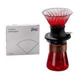 Maxbell Pour over Coffee Maker Set Glass Coffee Filter Cup for Hotel Home 1-3 People Red