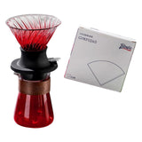 Maxbell Pour over Coffee Maker Set Glass Coffee Filter Cup for Hotel Home 1-3 People Red
