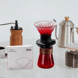Maxbell Pour over Coffee Maker Set Glass Coffee Filter Cup for Hotel Home 1-3 People Red