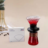 Maxbell Pour over Coffee Maker Set Glass Coffee Filter Cup for Hotel Home 1-3 People Red