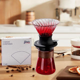 Maxbell Pour over Coffee Maker Set Glass Coffee Filter Cup for Hotel Home 1-3 People Red