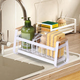 Maxbell Sponge Holder for Kitchen Sink Carbon Steel Sink Caddy for Washroom Bathroom White