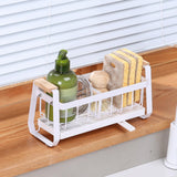 Maxbell Sponge Holder for Kitchen Sink Carbon Steel Sink Caddy for Washroom Bathroom White