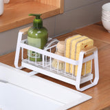 Maxbell Sponge Holder for Kitchen Sink Carbon Steel Sink Caddy for Washroom Bathroom White