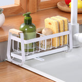 Maxbell Sponge Holder for Kitchen Sink Carbon Steel Sink Caddy for Washroom Bathroom White