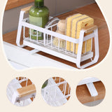 Maxbell Sponge Holder for Kitchen Sink Carbon Steel Sink Caddy for Washroom Bathroom White