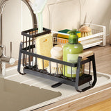 Maxbell Sponge Holder for Kitchen Sink Carbon Steel Sink Caddy for Washroom Bathroom Black
