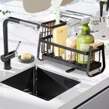 Maxbell Sponge Holder for Kitchen Sink Carbon Steel Sink Caddy for Washroom Bathroom Black