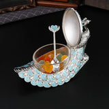 Maxbell Zinc Alloy Seasoning Jar Portable Entertaining Dining Sugar Container Holder Blue