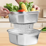 Maxbell Stainless Steel Colander Bowl Set Food Storage Container for Vegetable Beans 4600ml