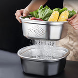 Maxbell Stainless Steel Colander Bowl Set Food Storage Container for Vegetable Beans 4600ml