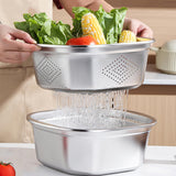 Maxbell Stainless Steel Colander Bowl Set Food Storage Container for Vegetable Beans 4600ml