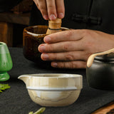 Maxbell Ceramic Matcha Tea Bowl Utensils Handcrafted for Matcha Latte Family Tearoom Green