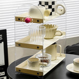Maxbell Coffee Cup Rack Clear Countertop Organizer for Hotel Kitchen Pantry Tabletop White