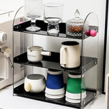 Maxbell Coffee Cup Rack Clear Countertop Organizer for Hotel Kitchen Pantry Tabletop Black