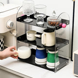 Maxbell Coffee Cup Rack Clear Countertop Organizer for Hotel Kitchen Pantry Tabletop Black