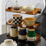 Maxbell Coffee Cup Rack Clear Countertop Organizer for Hotel Kitchen Pantry Tabletop Brown