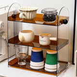 Maxbell Coffee Cup Rack Clear Countertop Organizer for Hotel Kitchen Pantry Tabletop Brown