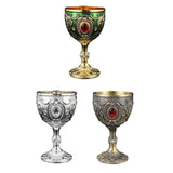 Maxbell Wine Cup Tableware Bar Mini Chalice Collection Vintage Embossed Water Goblet Gold Green