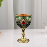 Maxbell Wine Cup Tableware Bar Mini Chalice Collection Vintage Embossed Water Goblet Gold Green